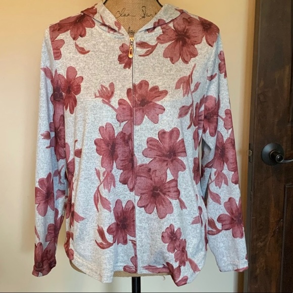 C.D. Petites Jackets & Blazers - Pretty floral jacket with hood-New with tag!